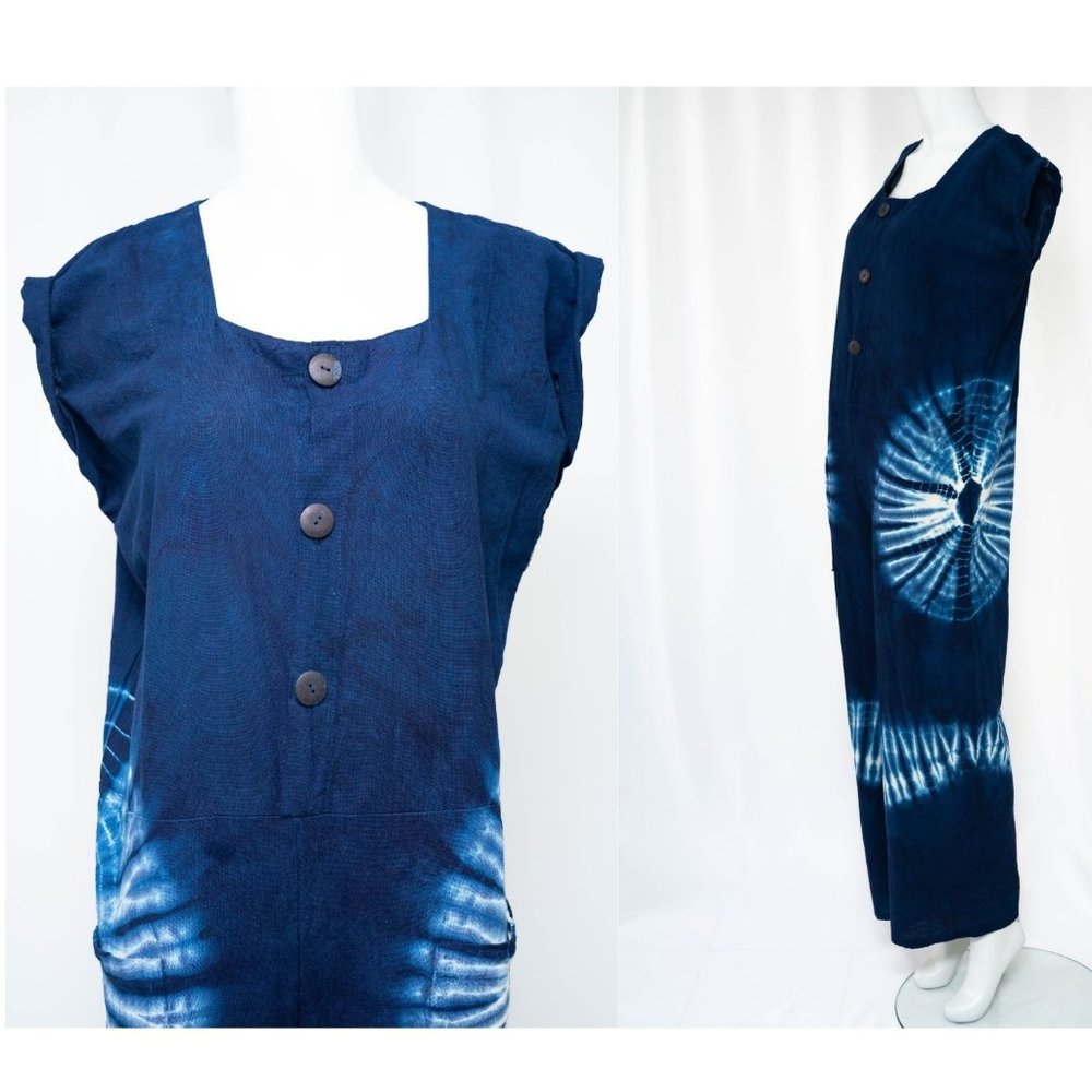 Women's Sleeveless Full Size Boho Chic Tie Dye Loungewear Bohemian Jumpsuit